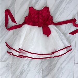 Red and White Sleeveless Dress with Bow